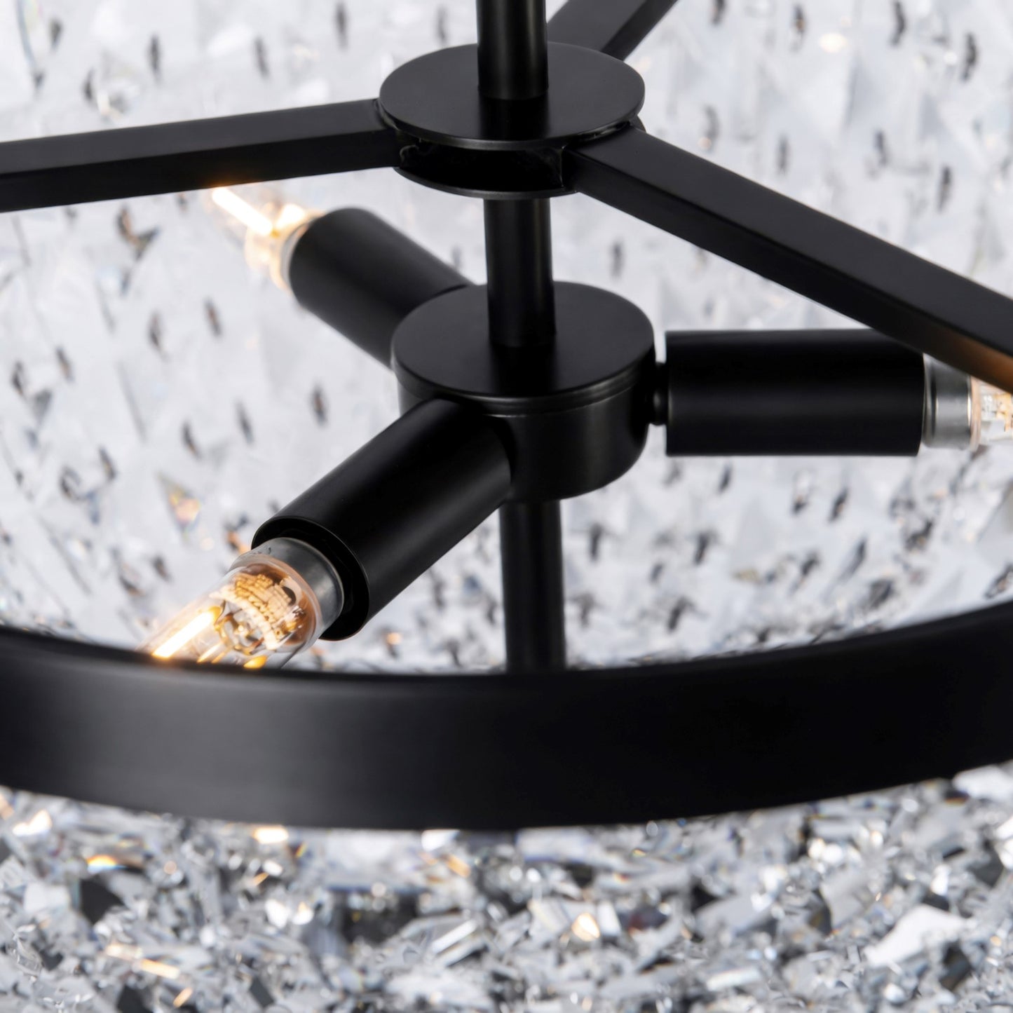 Varaluz Crystal Baller 3 Light Semi-Flush, Heritage Black/Clear