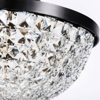 Varaluz Crystal Baller 3 Light Semi-Flush, Heritage Black/Clear
