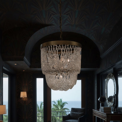 Varaluz Solaire 6 Light Pendant, Antique Bronze/Clear