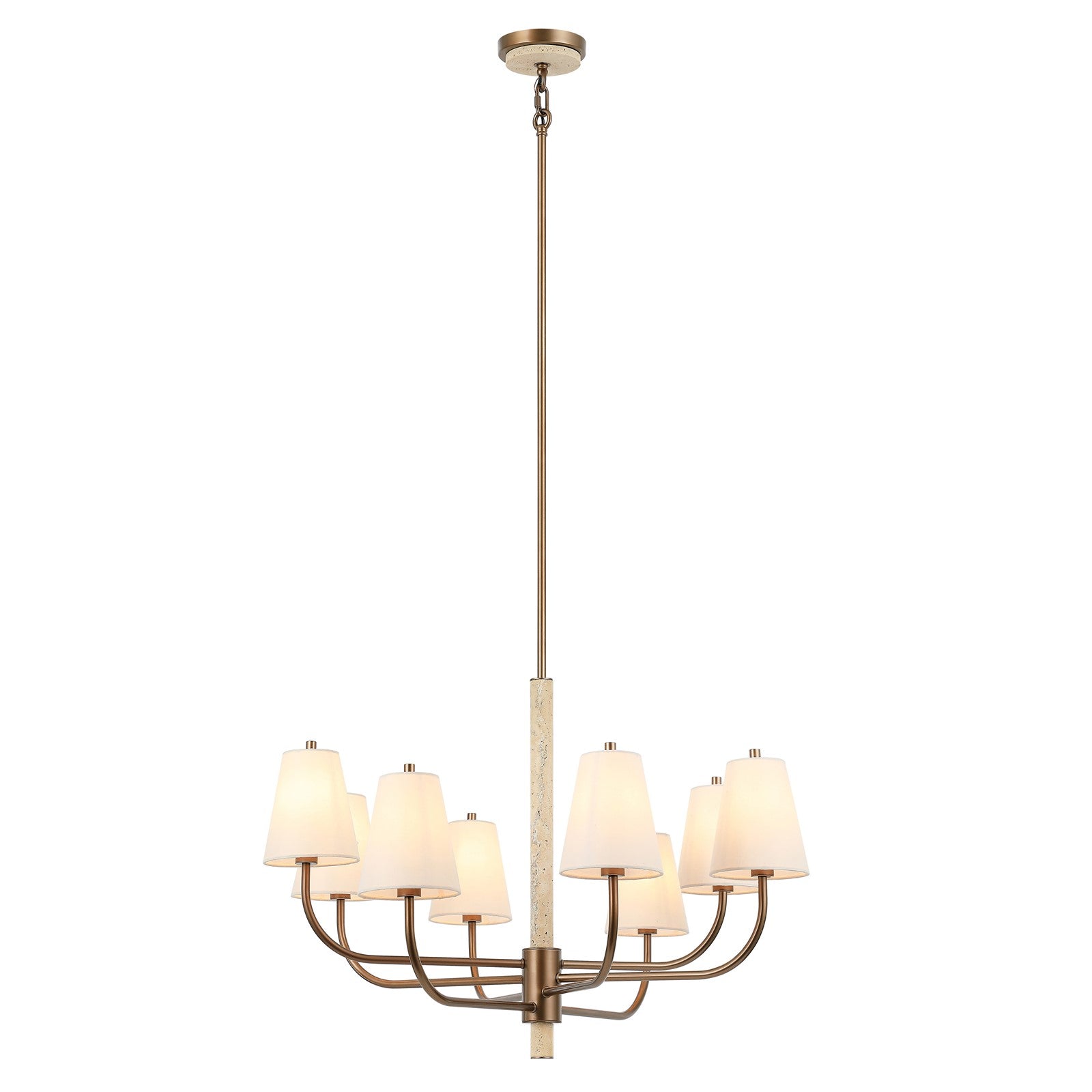 Varaluz Rockford 8 Light Chandelier, Brontourage/Travertine/Bone