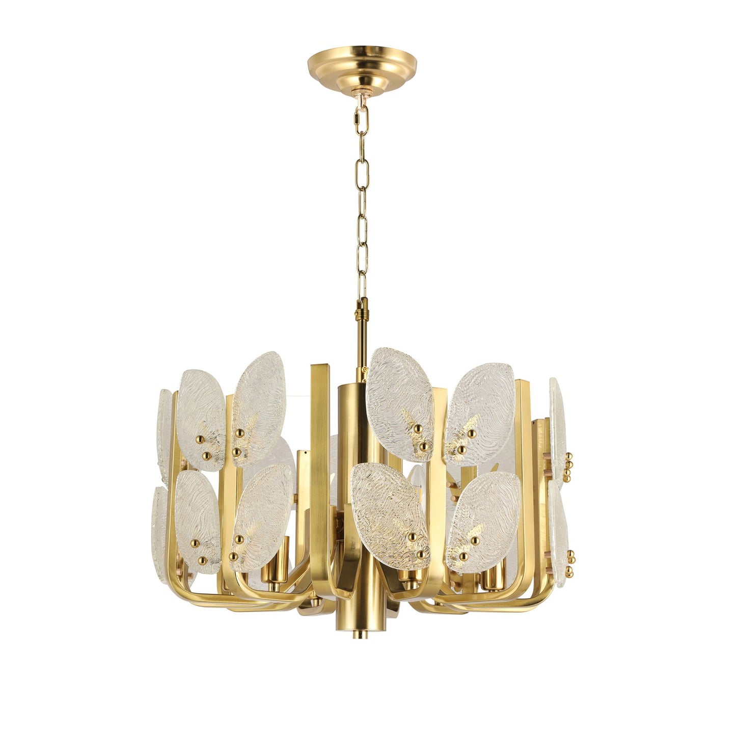 Varaluz Brass Tax 6 Light Chandelier, Satin Brass/Clear