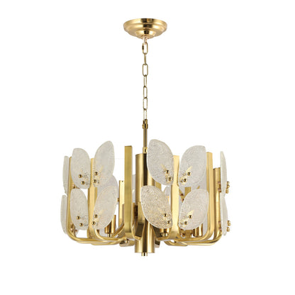 Varaluz Brass Tax 6 Light Chandelier, Satin Brass/Clear