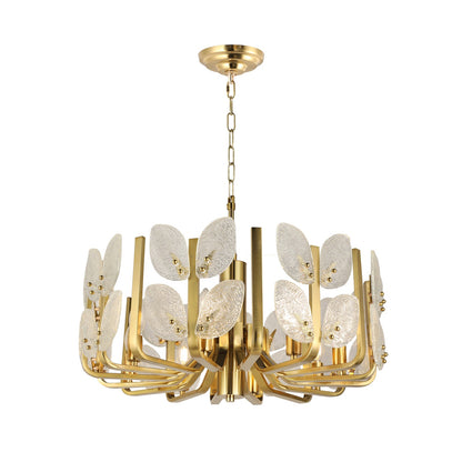 Varaluz Brass Tax 8 Light Chandelier, Satin Brass/Clear