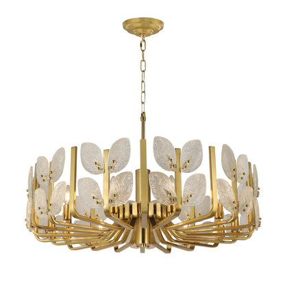Varaluz Brass Tax 11 Light Chandelier, Satin Brass/Clear