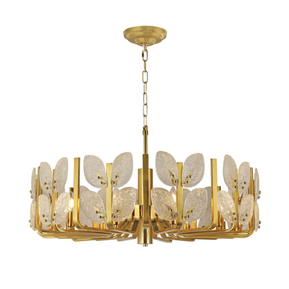 Varaluz Brass Tax 11 Light Chandelier, Satin Brass/Clear