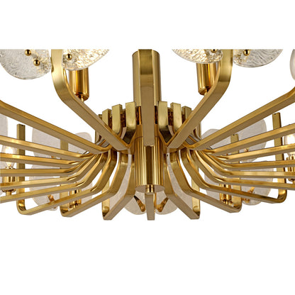 Varaluz Brass Tax 11 Light Chandelier, Satin Brass/Clear