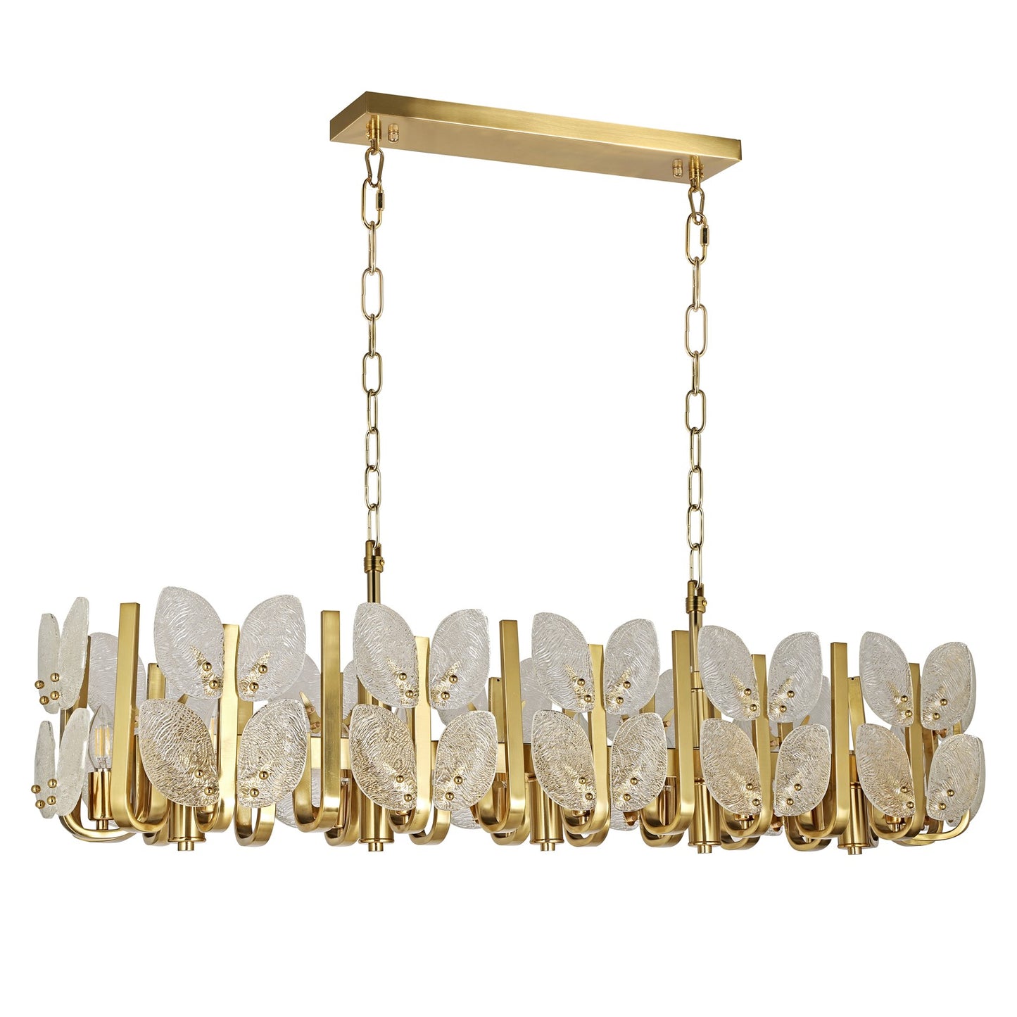 Varaluz Brass Tax 12 Light Chandelier, Satin Brass/Clear
