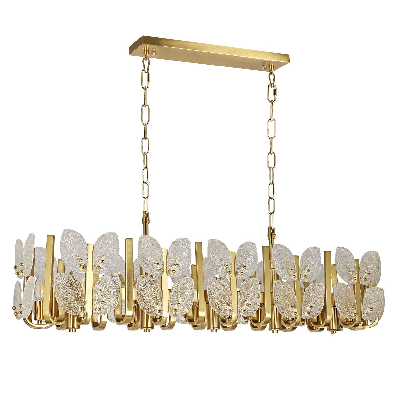 Varaluz Brass Tax 12 Light Chandelier, Satin Brass/Clear
