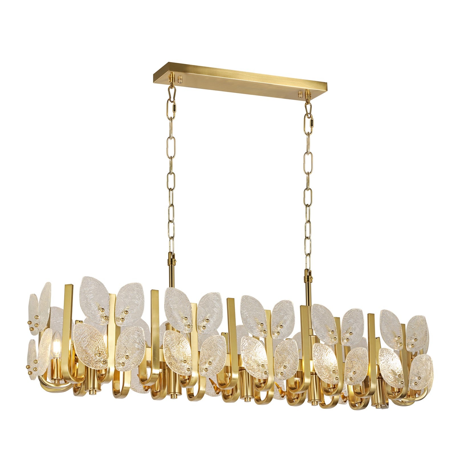 Varaluz Brass Tax 12 Light Chandelier, Satin Brass/Clear