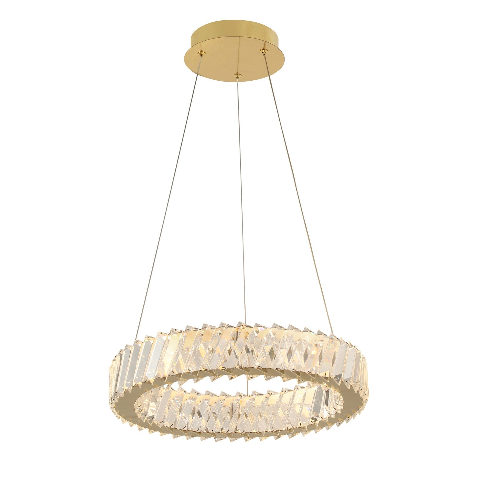 Varaluz Golden Ratio 1 Light 16"W Pendant, Satin Gold/Clear