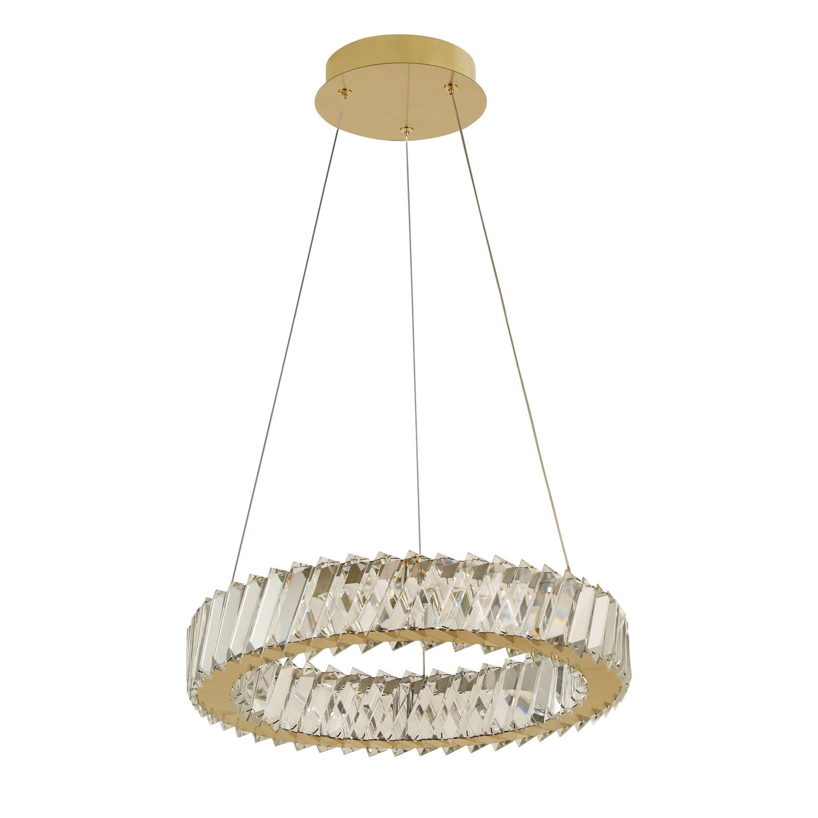 Varaluz Golden Ratio 1 Light 16"W Pendant, Satin Gold/Clear