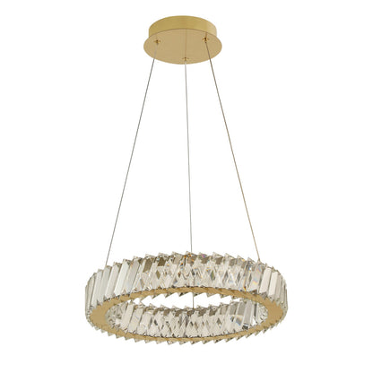 Varaluz Golden Ratio 1 Light 16"W Pendant, Satin Gold/Clear