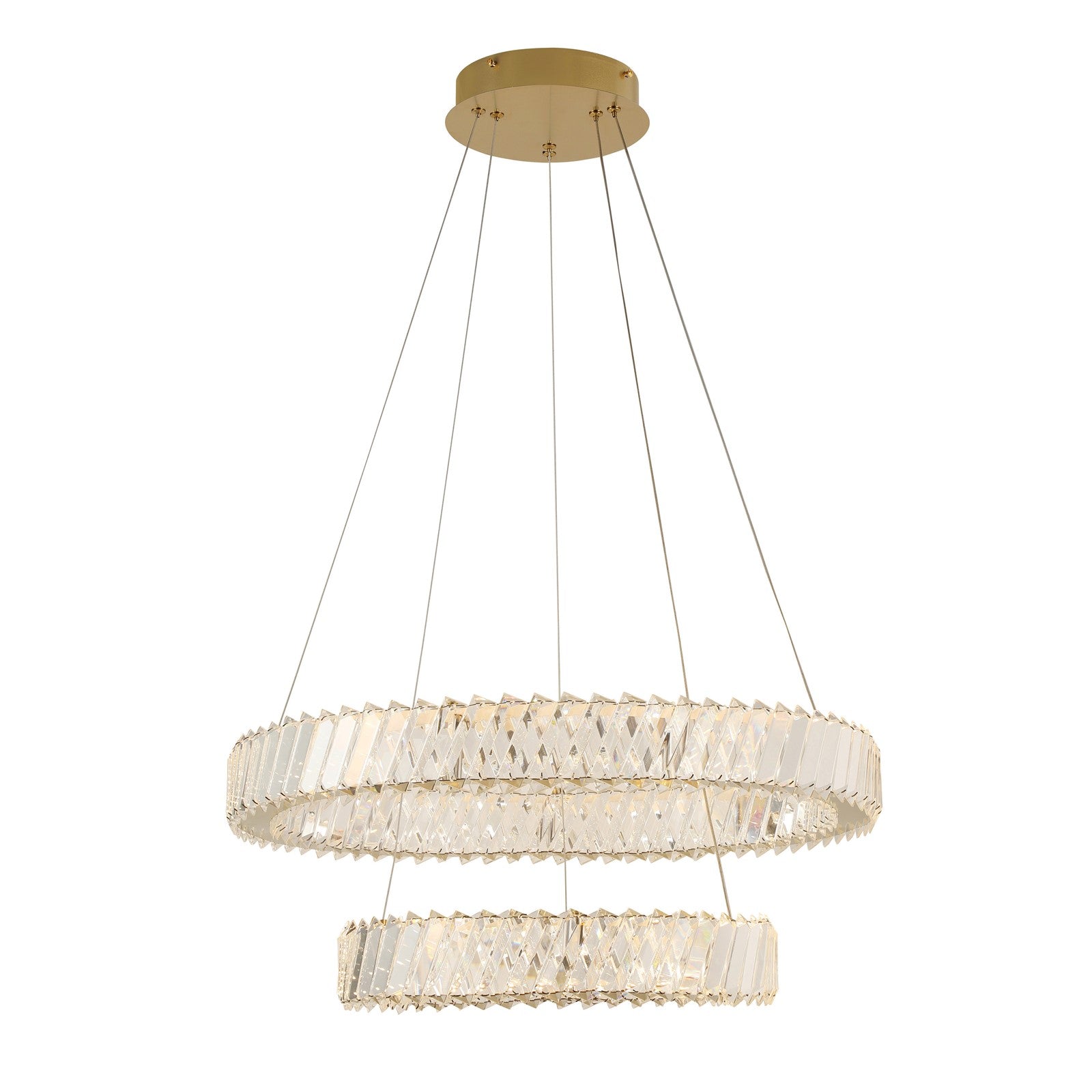 Varaluz Golden Ratio 2 Light Pendant, Satin Gold/Clear
