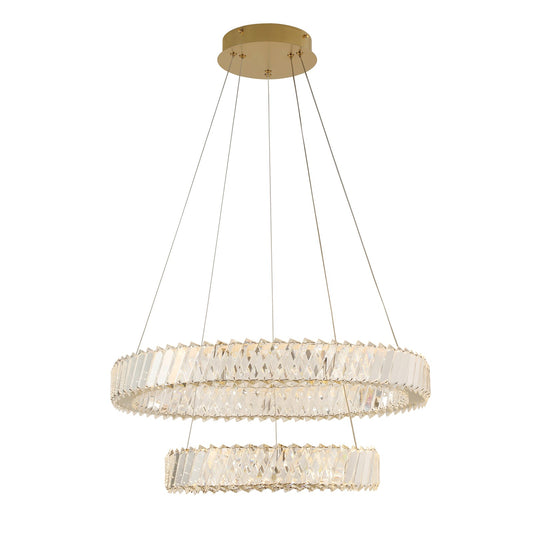 Varaluz Golden Ratio 2 Light Pendant, Satin Gold/Clear
