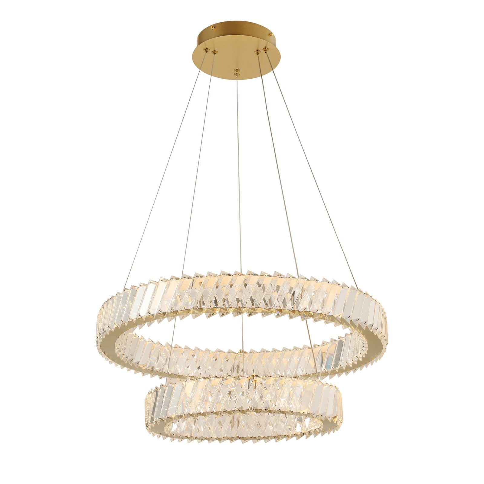 Varaluz Golden Ratio 2 Light Pendant, Satin Gold/Clear