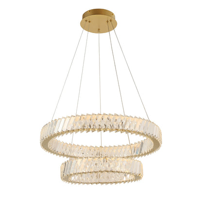 Varaluz Golden Ratio 2 Light Pendant, Satin Gold/Clear