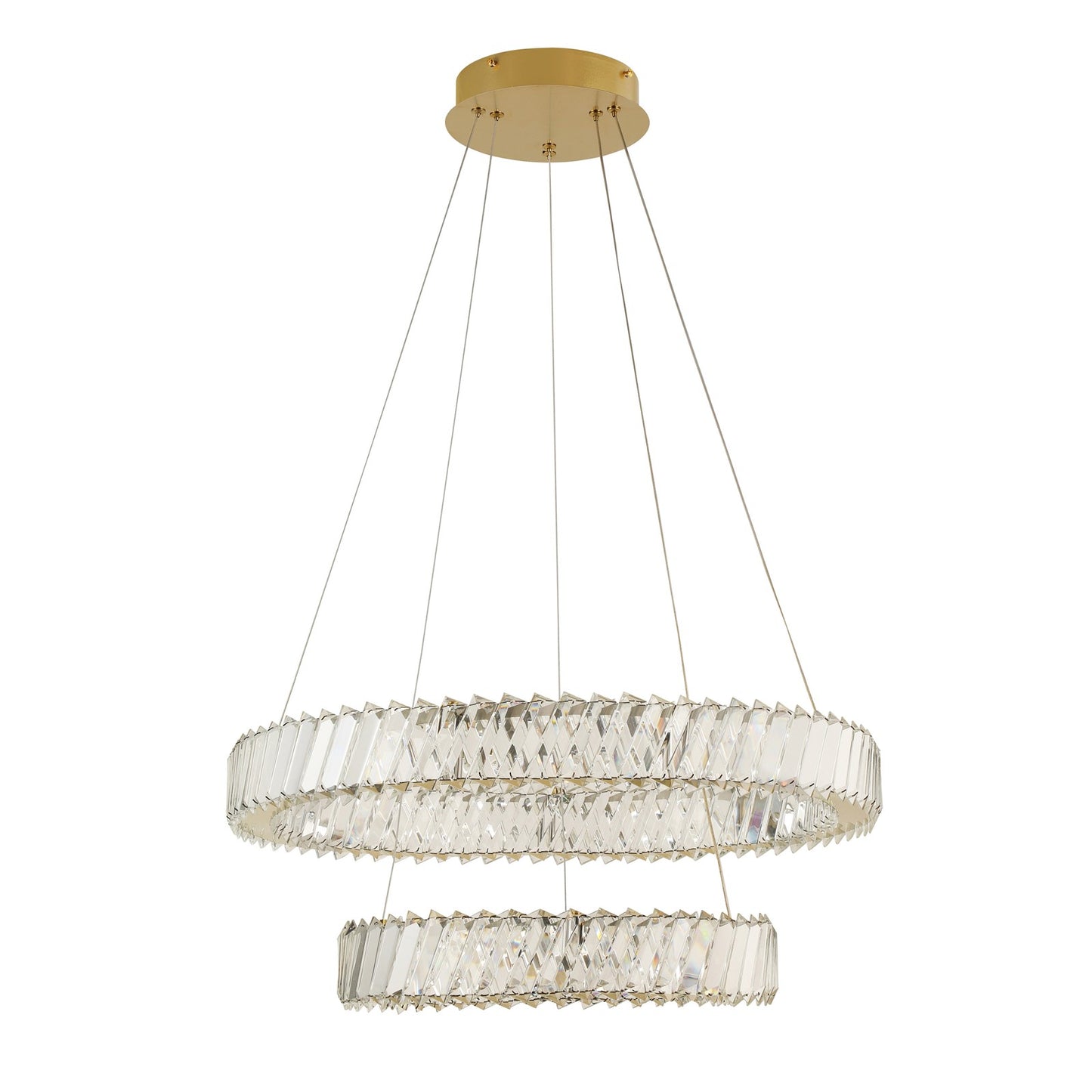 Varaluz Golden Ratio 2 Light Pendant, Satin Gold/Clear