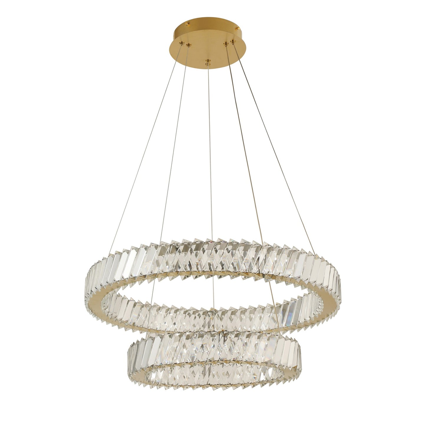Varaluz Golden Ratio 2 Light Pendant, Satin Gold/Clear