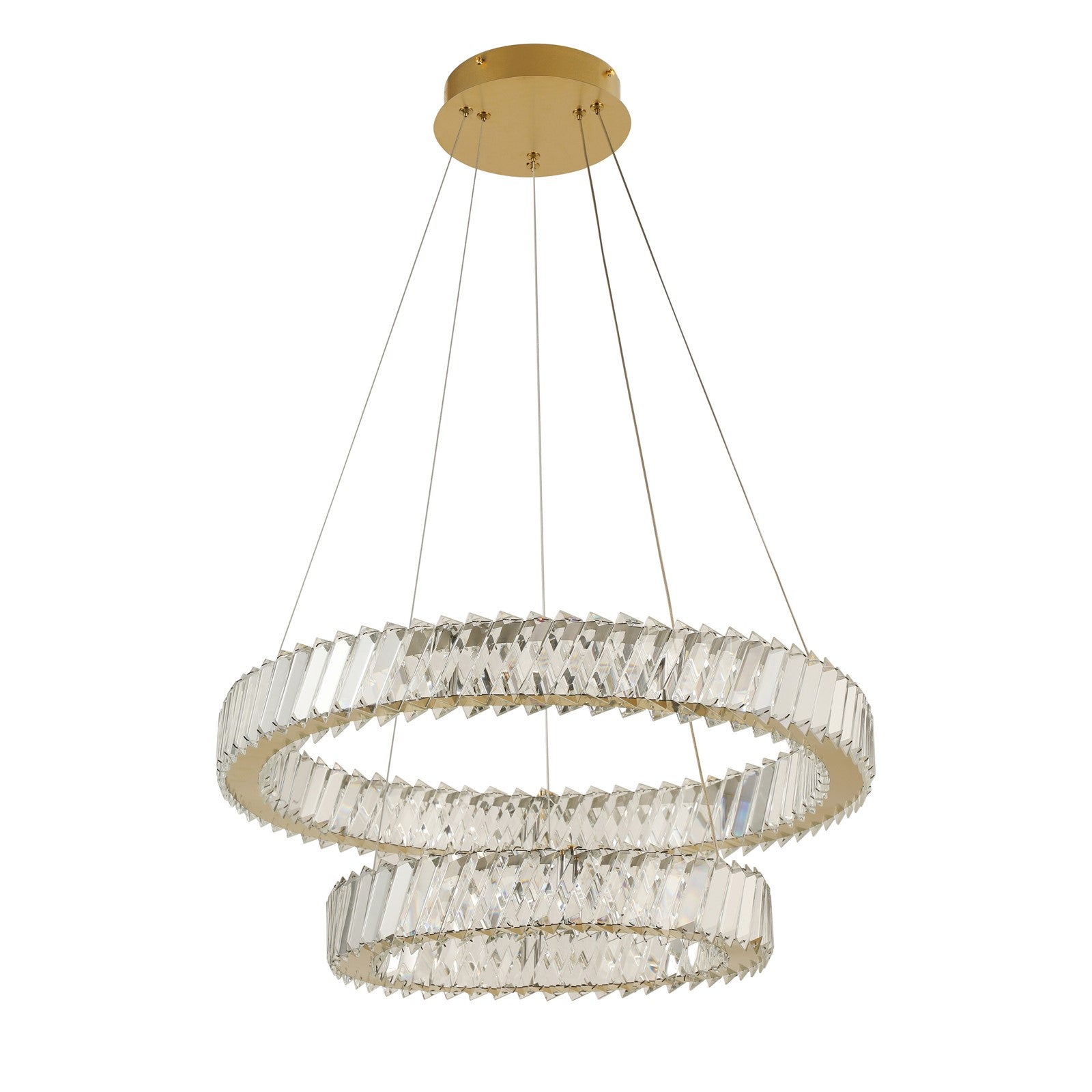 Varaluz Golden Ratio 2 Light Pendant, Satin Gold/Clear