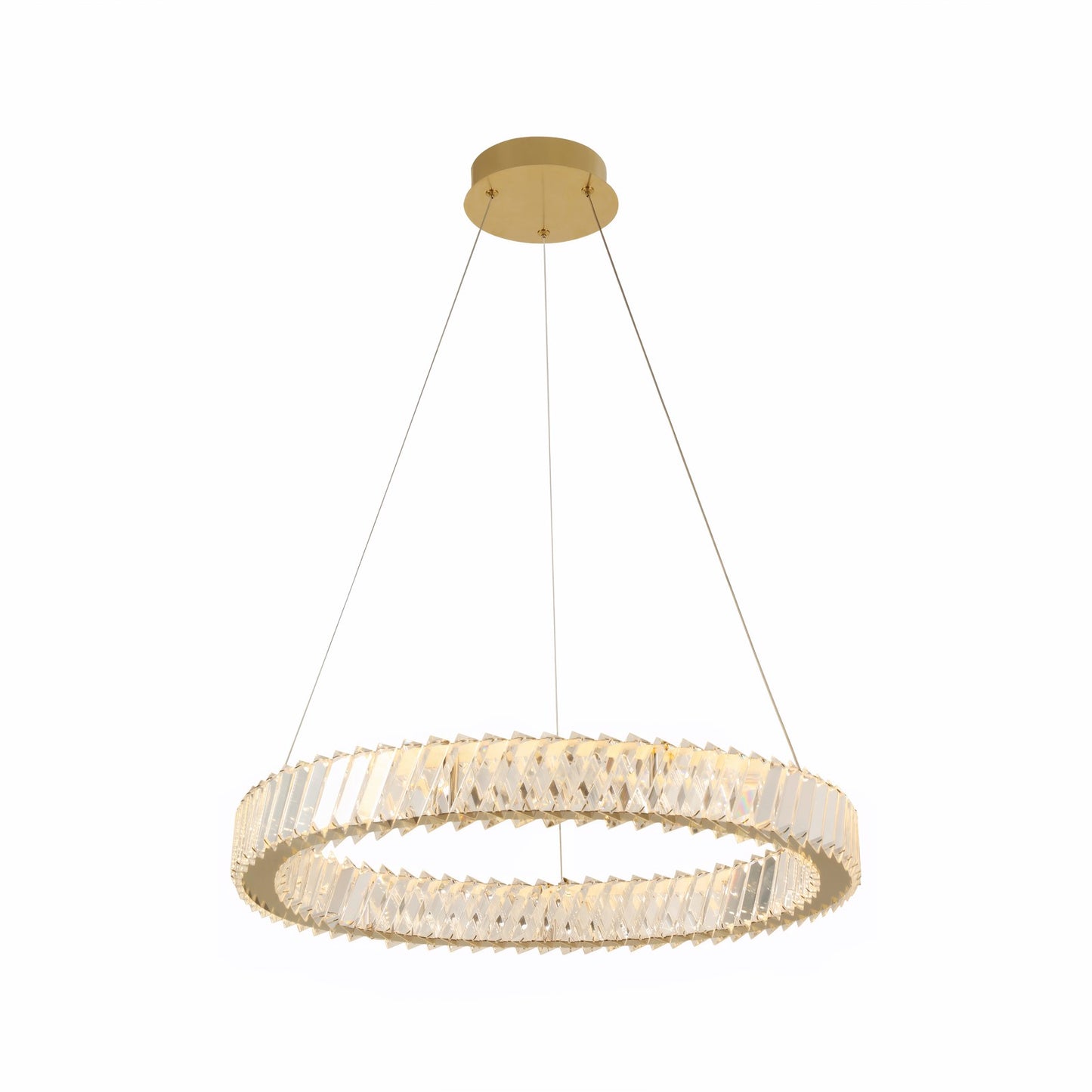 Varaluz Golden Ratio 1 Light LED 23"W Pendant, Satin Gold/Clear