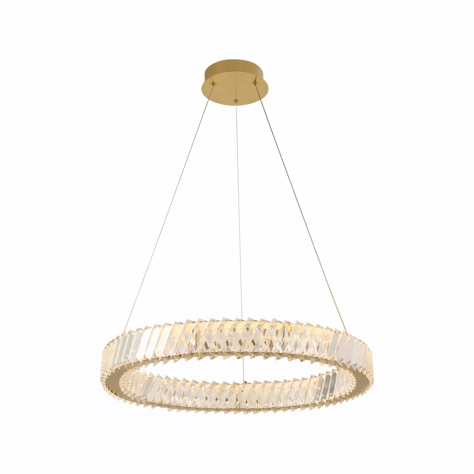 Varaluz Golden Ratio 1 Light LED 23"W Pendant, Satin Gold/Clear