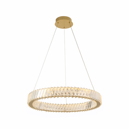 Varaluz Golden Ratio 1 Light LED 23"W Pendant, Satin Gold/Clear