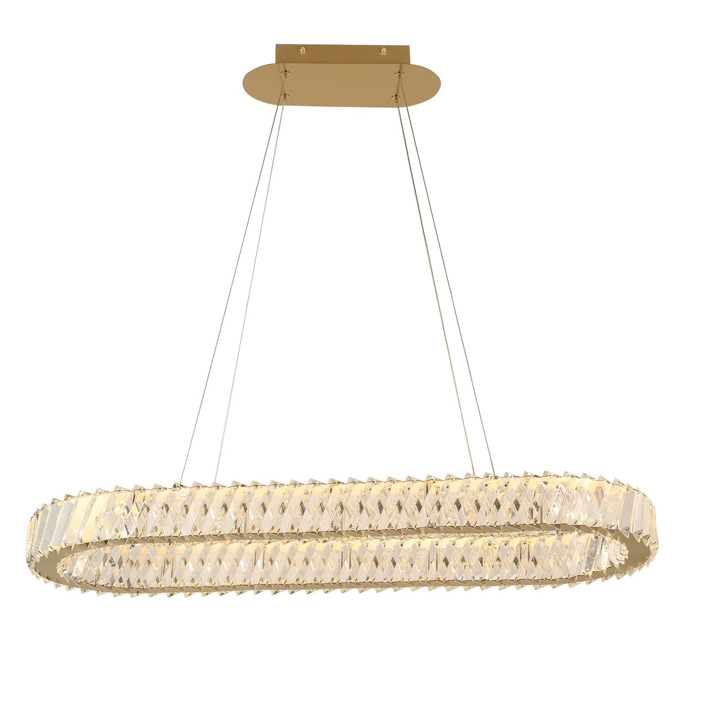 Varaluz Golden Ratio 1 Light LED Oval Pendant, Satin Gold/Clear