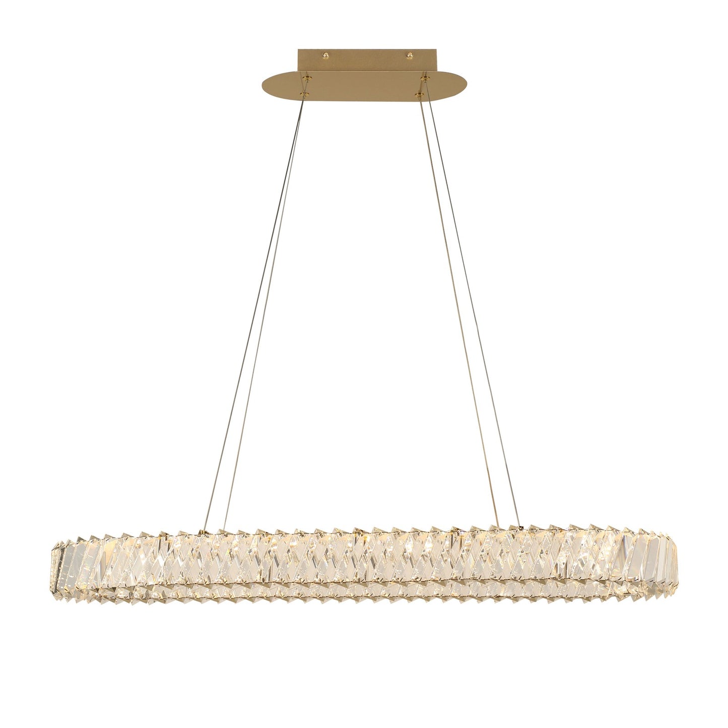 Varaluz Golden Ratio 1 Light LED Oval Pendant, Satin Gold/Clear