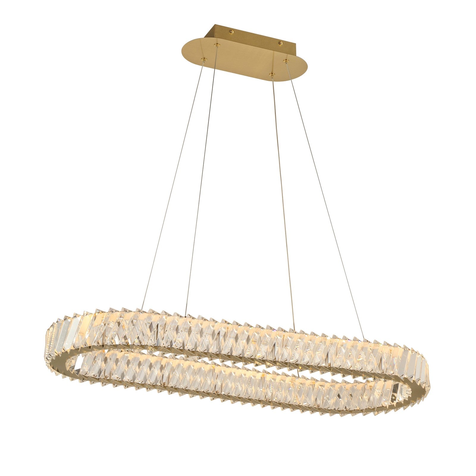 Varaluz Golden Ratio 1 Light LED Oval Pendant, Satin Gold/Clear