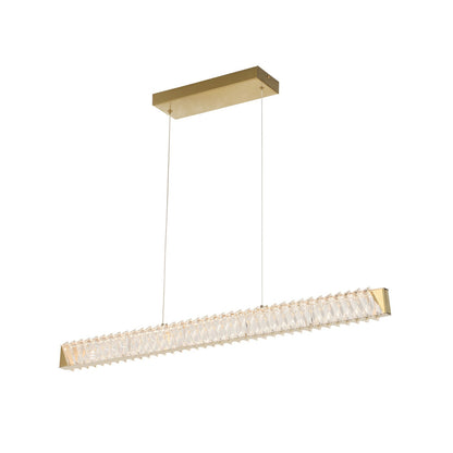 Varaluz Golden Ratio 1 Light LED 37" Pendant, Satin Gold/Clear