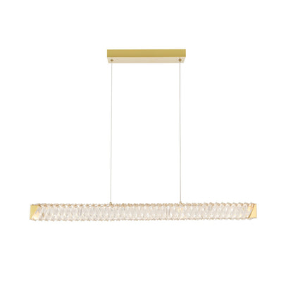 Varaluz Golden Ratio 1 Light LED 37" Pendant, Satin Gold/Clear