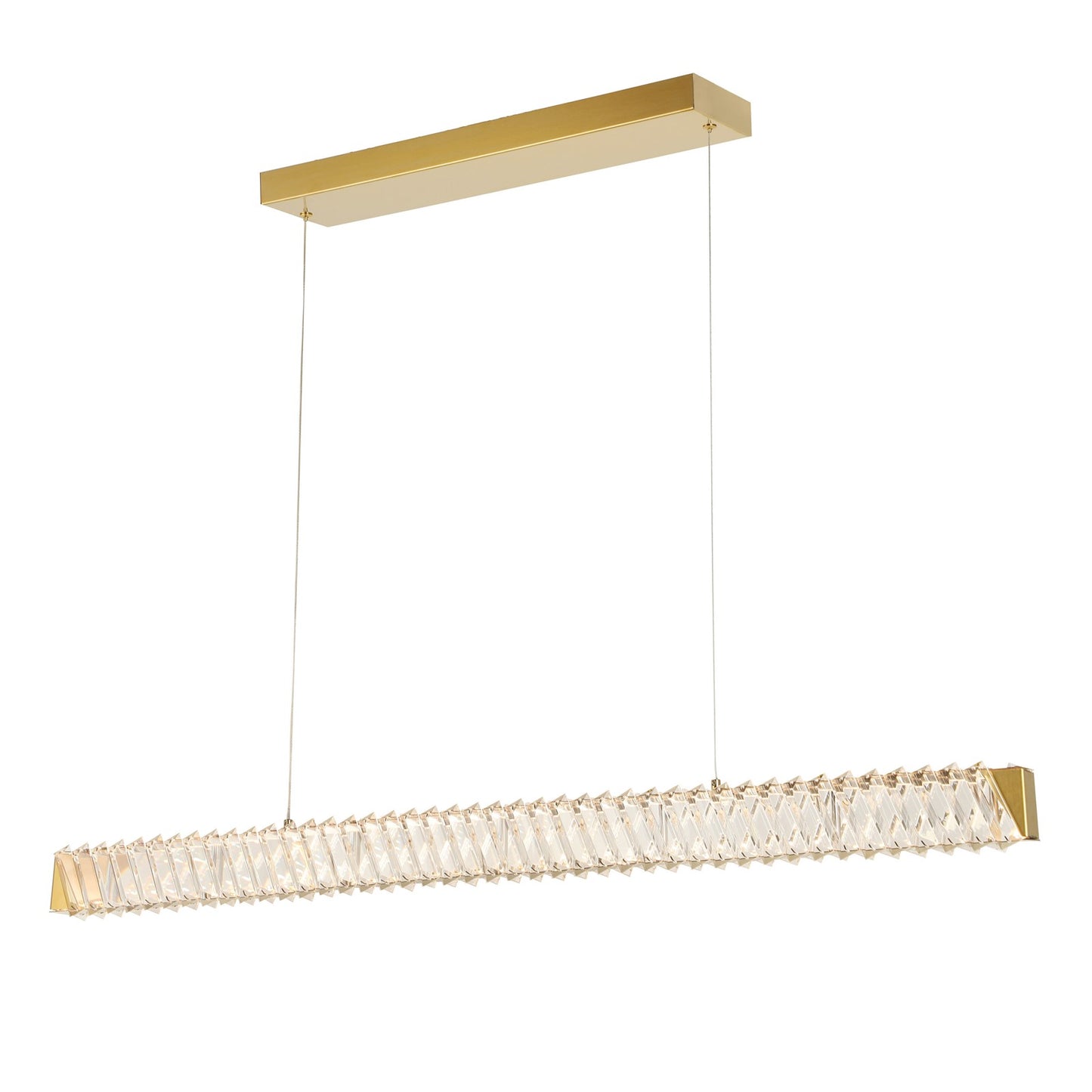 Varaluz Golden Ratio 1 Light LED 43"W Pendant, Satin Gold/Clear