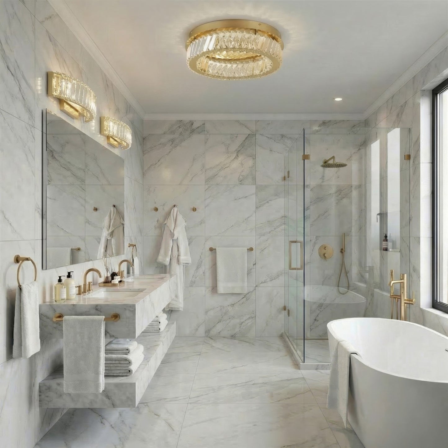 Varaluz Golden Ratio 1 Light Flush-Mount, Satin Gold/Clear