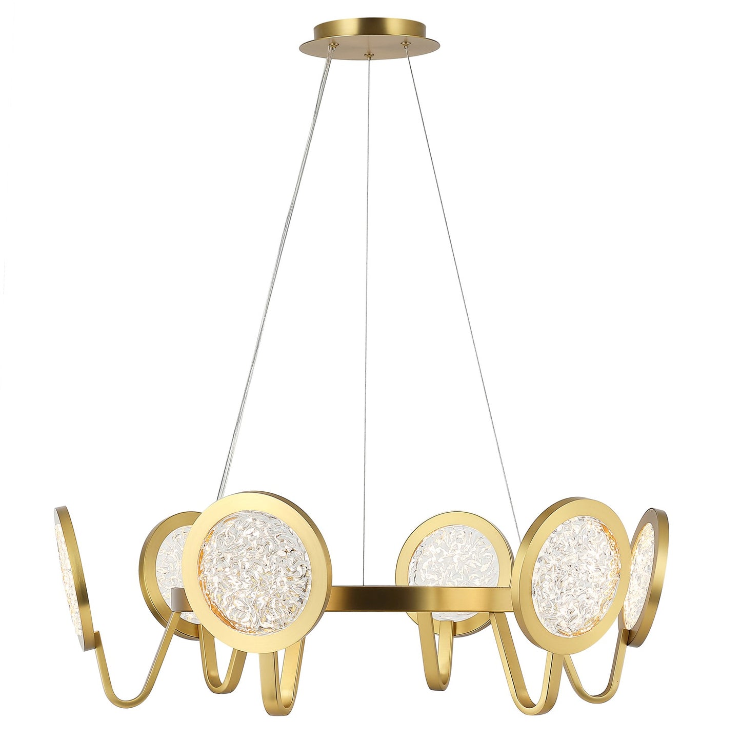 Varaluz Sherlock 6 Light Pendant, Satin Brass/Clear