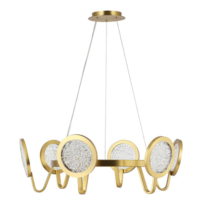 Varaluz Sherlock 6 Light Pendant, Satin Brass/Clear