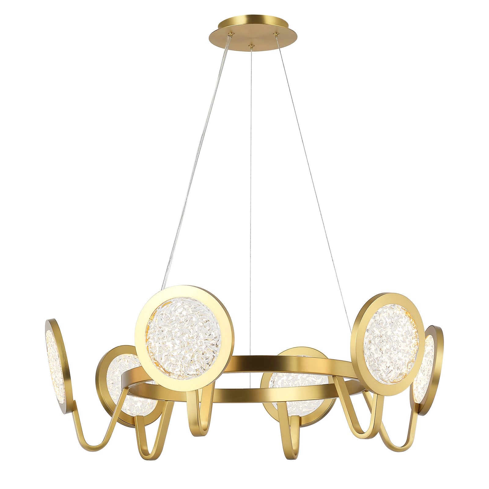 Varaluz Sherlock 6 Light Pendant, Satin Brass/Clear