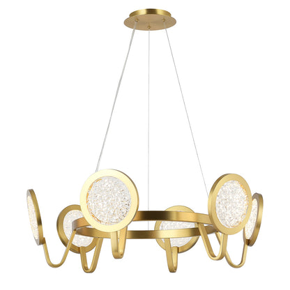 Varaluz Sherlock 6 Light Pendant, Satin Brass/Clear