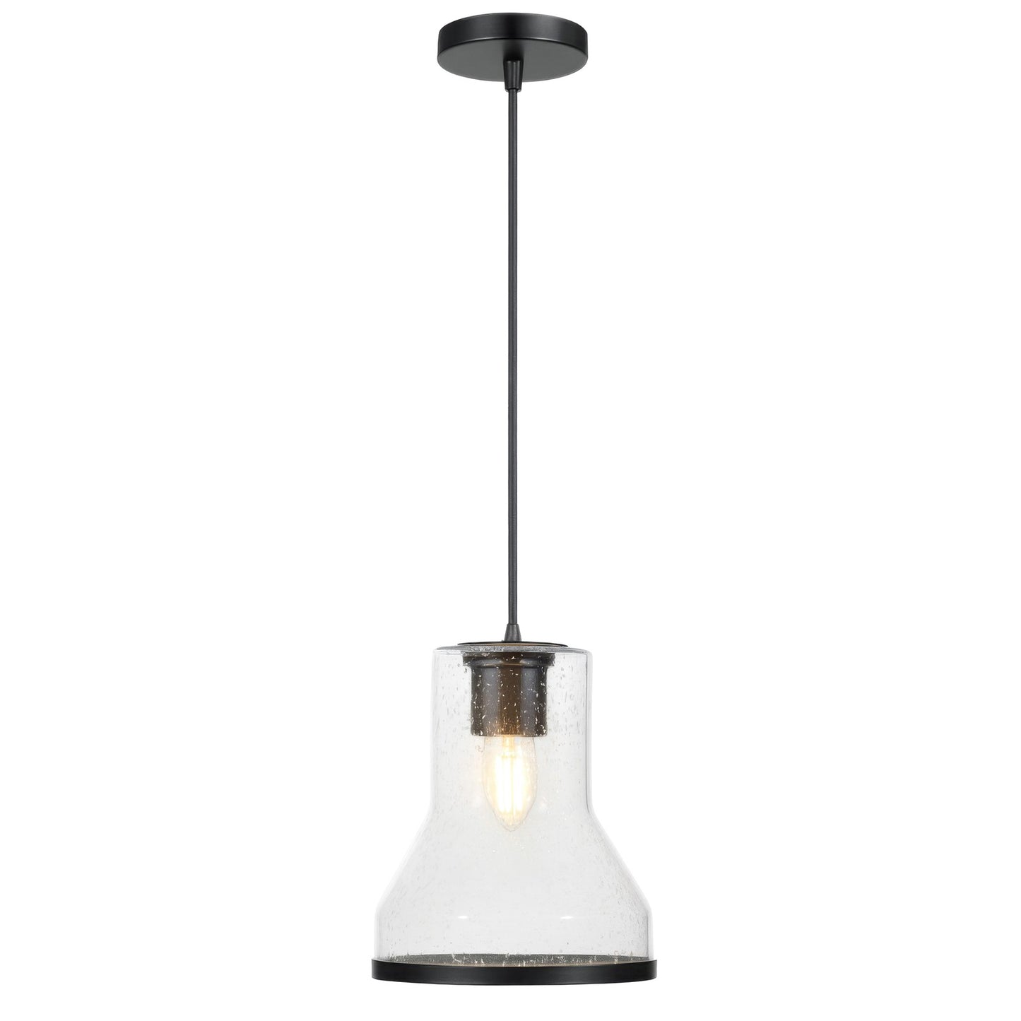 Varaluz Alicia 1 Light Pendant, Matte Black/Seedy