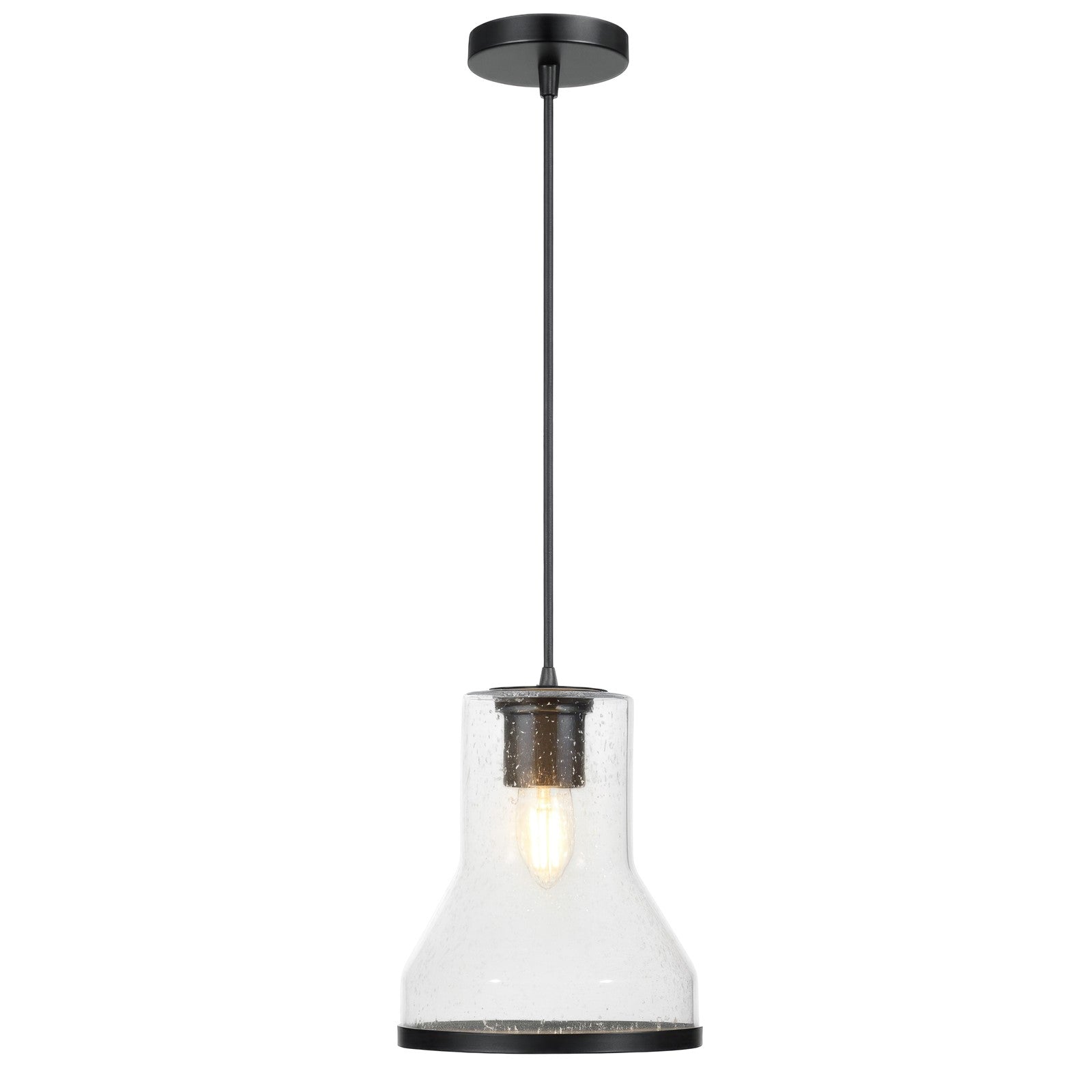 Varaluz Alicia 1 Light Pendant, Matte Black/Seedy