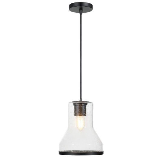 Varaluz Alicia 1 Light Pendant, Matte Black/Seedy