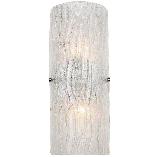 Varaluz Brilliance 16in 2-Light Bath Wall Sconce | Modern Chrome and Bright Ice Glass | Bathroom Vanity & Powder Room | 7 x 16 in | Model AC1102