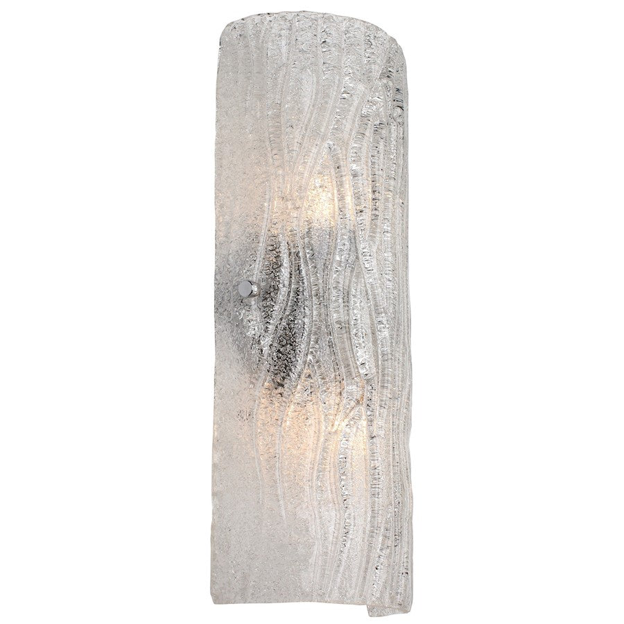 Varaluz Brilliance 16in 2-Light Bath Wall Sconce | Modern Chrome and Bright Ice Glass | Bathroom Vanity & Powder Room | 7 x 16 in | Model AC1102