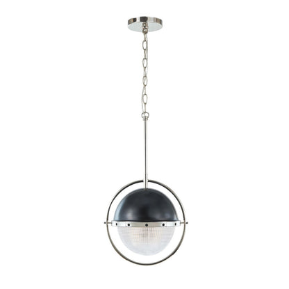 Varaluz Coventry 1Lt Pendant, Polished Nickel, Aged Iron/White