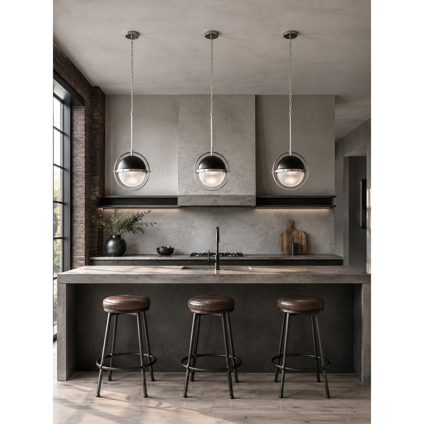 Varaluz Coventry 1Lt Pendant, Polished Nickel, Aged Iron/White