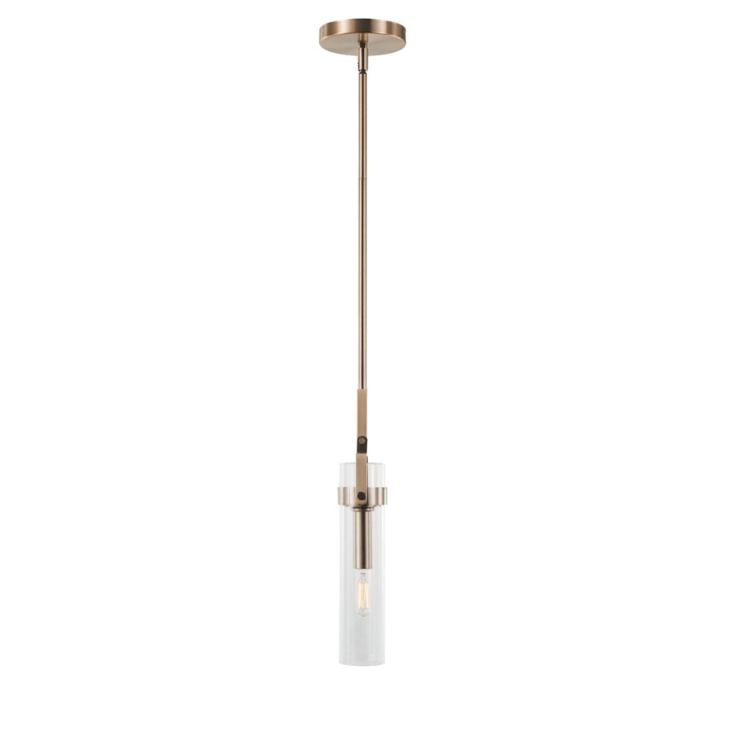 Varaluz Foxwich 1 Light Pendant, Brushed Brass/Clear