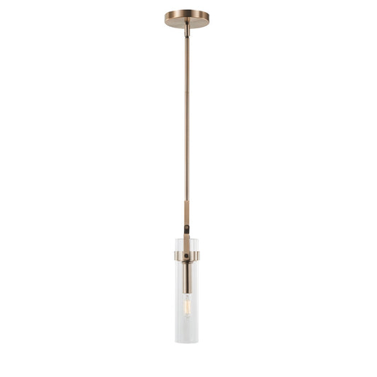 Varaluz Foxwich 1 Light Pendant, Brushed Brass/Clear