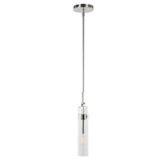 Varaluz Foxwich 1 Light Pendant, Polished Nickel/Clear