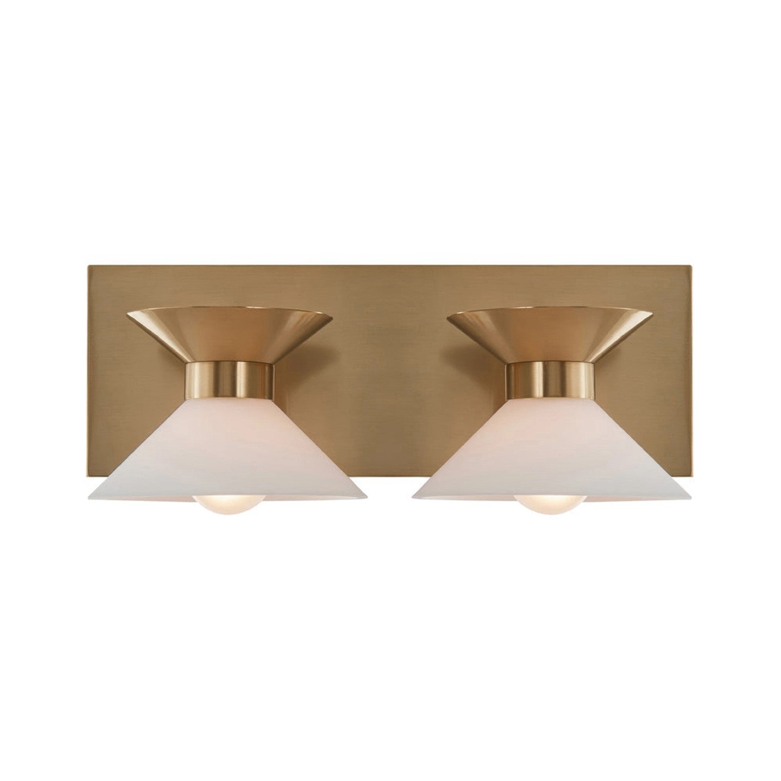 Varaluz Ringsted 2 Light Bath Vanity, Brushed Brass/White