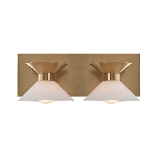 Varaluz Ringsted 2 Light Bath Vanity, Brushed Brass/White