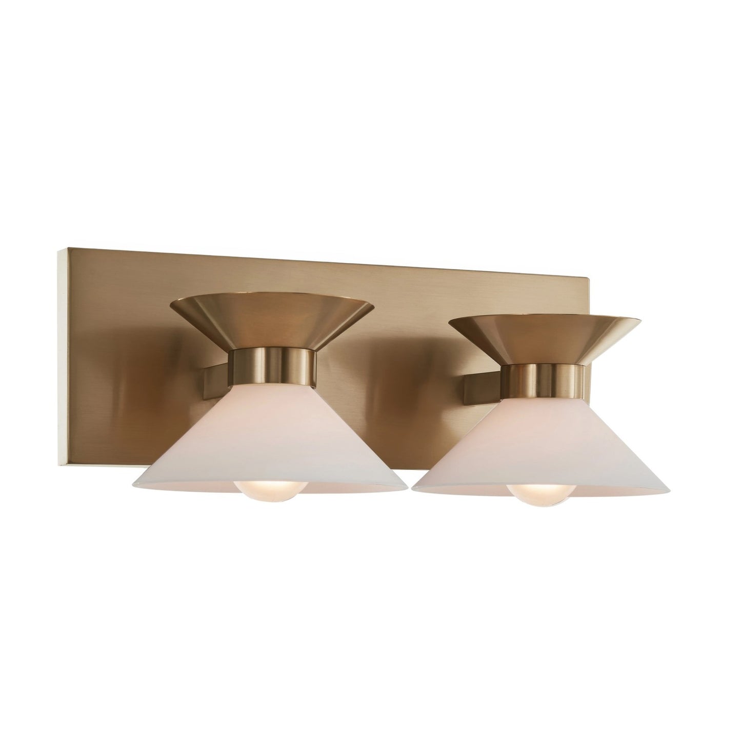 Varaluz Ringsted 2 Light Bath Vanity, Brushed Brass/White
